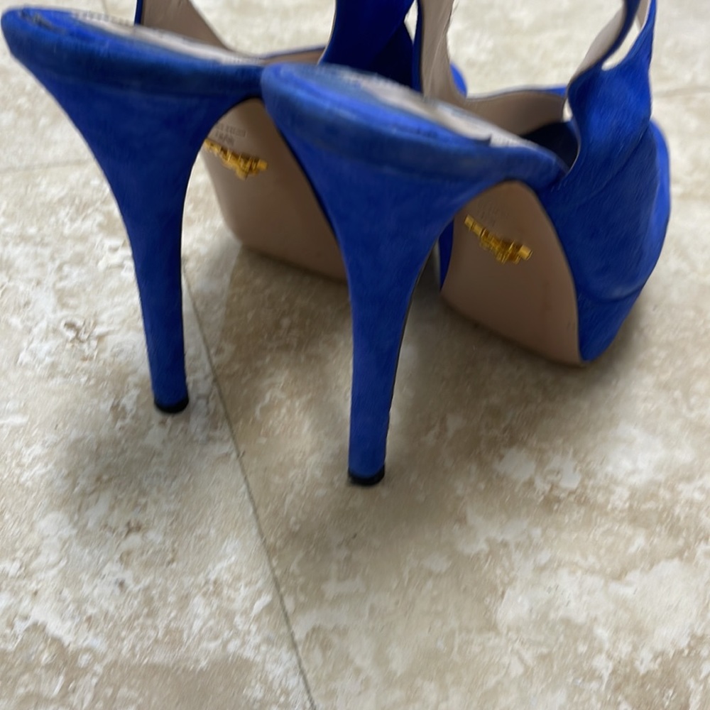 Blue suede platform heels - Picture 4 of 5